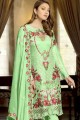 Light Green Faux Georgette Straight Pant Straight Pant Suit with Faux Georgette