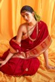 Elegant Red Saree in Silk with Embroidered
