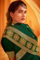 New Embroidered Silk Green Saree Blouse