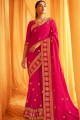 Appealing Embroidered Silk Saree in Pink