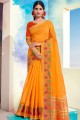 Saree in Mustard Cotton with Weaving