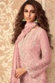 Stunning Pink Net Sharara Suit with dupatta