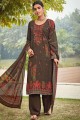 Dark Brown Palazzo Suit with Crepe