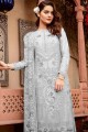 Georgette Palazzo Suit in Off White with dupatta