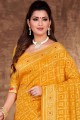 Saree in Yellow Art Silk with Weaving