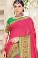 Saree in Pink Cotton & Silk with Weaving
