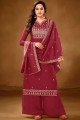 Cotton Maroon Palazzo Suit with dupatta