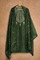 Cotton Palazzo Suit in Steel Green with dupatta