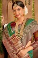 Green South Indian Saree in Cotton with Weaving