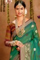 Green South Indian Saree in Cotton with Weaving