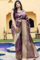South Indian Saree in Purple Silk with Weaving
