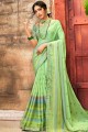 Green Chiffon Saree with Printed