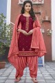 Cotton Patiala Suit in Maroon with dupatta