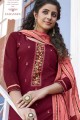 Cotton Patiala Suit in Maroon with dupatta
