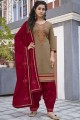 Contemporary Beige Patiala Salwar Patiala Suit in Cotton