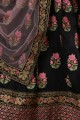 Silk Lehenga Choli in Black with Embroidery