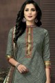 Cotton Churidar Suit in Multicolor with Cotton