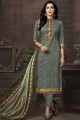 Cotton Churidar Suit in Multicolor with Cotton