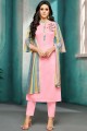Light Pink Straight Pant Straight Pant Suit in Silk with Silk