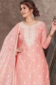 Pink Chanderi Churidar Suit with Chanderi
