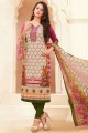 Beige Patiala Suit in Cotton with Printed