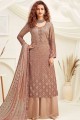 Viscose Sharara Suit with Chiffon in Light Brown