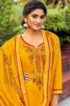 Silk Palazzo Suit in Mustard Yellow with Cotton