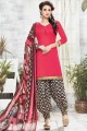 Printed Cotton Pink Patiala Suit with Dupatta