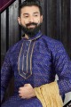 Royal Blue Art Dupion Printed Ethnic Wear Kurta Kurta Pajama