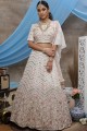 Georgette Lehenga Choli in Pearl White with Embroidery