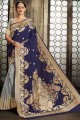 Luring Banarasi raw silk in Navy blue Saree