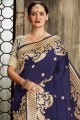 Luring Banarasi raw silk in Navy blue Saree