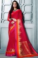 Red Saree with Cotton and silk