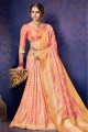 Pink  Banarasi raw silk Saree