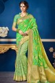 Green Saree in Banarasi raw silk