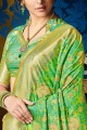 Green Saree in Banarasi raw silk