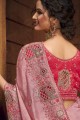 Pink Saree with Embroidered Organza