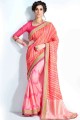 Printed Saree Handloom silk in Pink