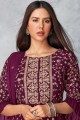 Eid Sharara Suit in Magenta Georgette with Embroidered
