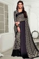 Navy blue Georgette Saree with Printed