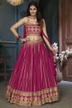 Georgette Party Lehenga Choli with Resham in Pink