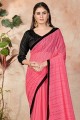 Lycra Saree in Peach with Blouse
