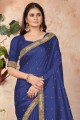 Lace Silk Navy blue Saree with Blouse