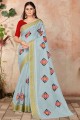 Grey Saree in Cotton with Embroidered