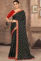 Lace Silk Saree in Black with Blouse