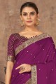 Purple Saree in Silk with Lace