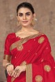 Silk Printed Red Saree with Blouse