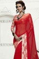 Saree Georgette with Printed in Red