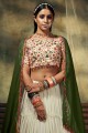 Georgette Party Lehenga Choli with Embroidered in Cream