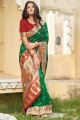 Weaving Banarasi silk Green Banarasi Saree with Blouse